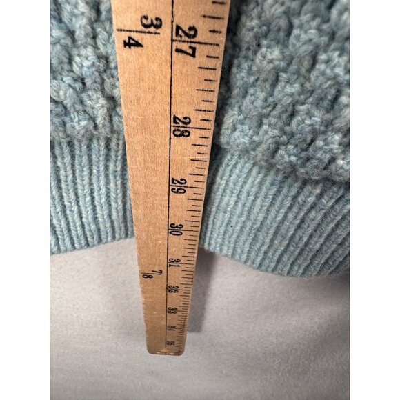 White Stuff chunky cable knit lambswool blend relaxed button cardigan blue 90s X - Picture 5 of 8